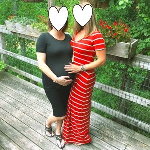 Comfy orange & white Striped  Maxi Dress